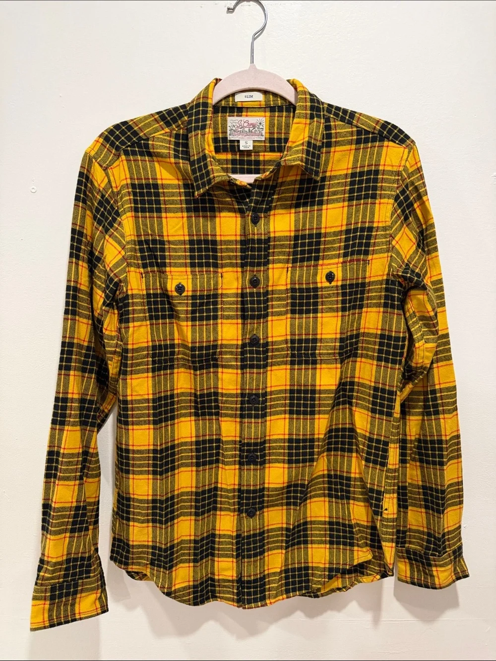J. Crew Yellow and Black Plaid Button-Down Shirt